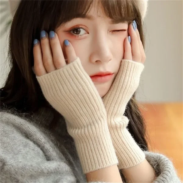 Short Fingerless Gloves Women's Mitten Winter Warmer Knitted Arm Sleeve Fine Casual Soft Girl's Goth Clothes Punk Gothic Gloves