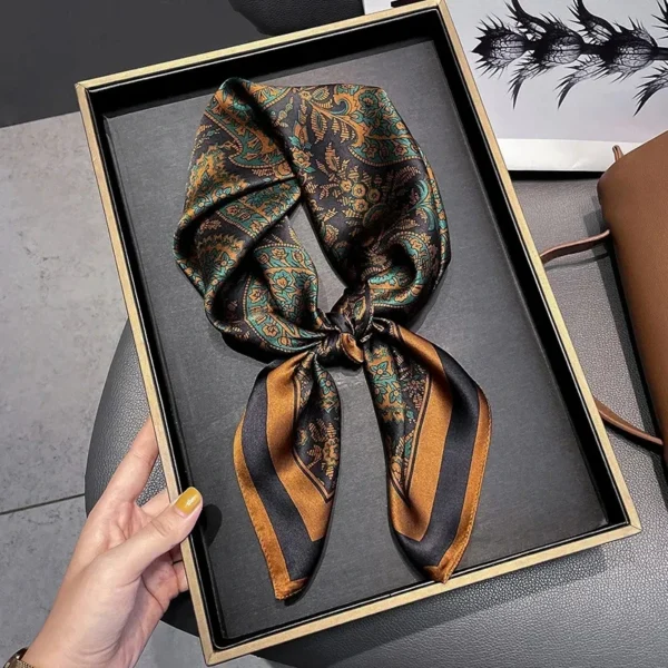 Fashion Luxury Brand 70cm Silk Square Scarf Women Satin Neck Tie Female Hair Bandana Headkerchief Shawl Wrap Hijab Echarpe - Image 2