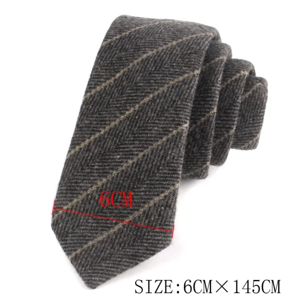 New Striped Wool Ties For Men Women High Quality Narrow Woolen Neck Tie 6 cm Men's Necktie For Wedding Slim Groom Neckties - Image 3