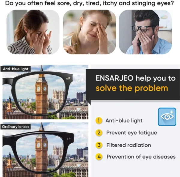 Blue Light Blocking Glasses Square Nerd Eyeglasses Frame Anti Blue Ray Computer Game Glasses - Image 4