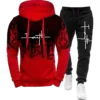 Fashion Faith Print Autumn Men's Casual Tracksuit Men Sweatshirts and Sweatpants Two Pieces Sets Sportswear Plus Size customized