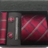 Classic 100% Silk Men's Ties In Gift box 8cm Plaid Dot Striped Business Necktie Handkerchief Cufflinks Wedding Party Tie Set - Image 2