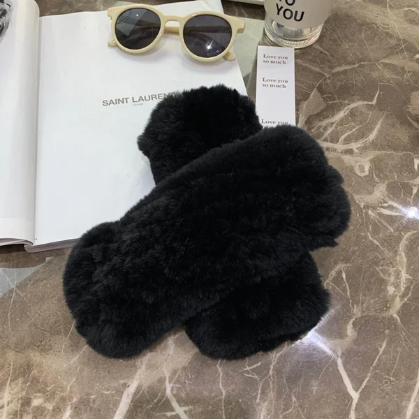 Hot Sale Winter Real Fur Golve Women Outdoor Warm 100% Real Rex Rabbit Fur Gloves Knit Thick Natural Soft Rex Rabbit Fur Mittens - Image 6
