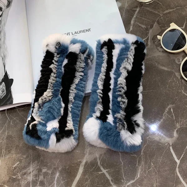 Hot Sale Winter Real Fur Golve Women Outdoor Warm 100% Real Rex Rabbit Fur Gloves Knit Thick Natural Soft Rex Rabbit Fur Mittens - Image 4