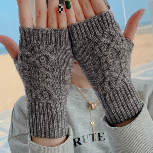 Half Finger Gloves for Women Winter Soft Warm Wool Knitting Arm Gloves Soft Warm Half Finger Handschoenen Unisex Mitten Guantes - Image 5