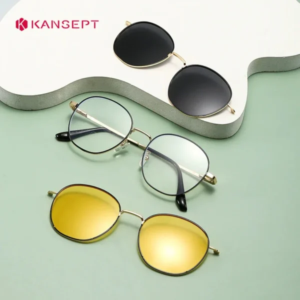 KANSEPT Round Eyeglass Frame for Wo Men Reading Glasses Woman Retro Style Women Lens Eye-glasses -1 Blue Light Lenses to Read