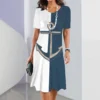 2024 New Women's Dresses Anchor Print Vacation Midi Dresses Female Elegant Dresses Summer Short Sleeve Dress Fashion Oversized - Image 2
