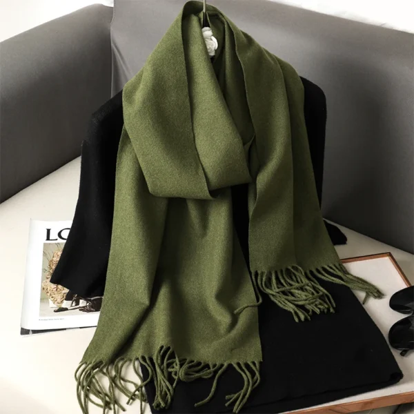 New 62 Color Winter Scarf For Women Long Warm Cashmere Scarves Hijab Solid Lady Shawl Wrap Female Pashmina Bandana Head Scarfs - Image 3