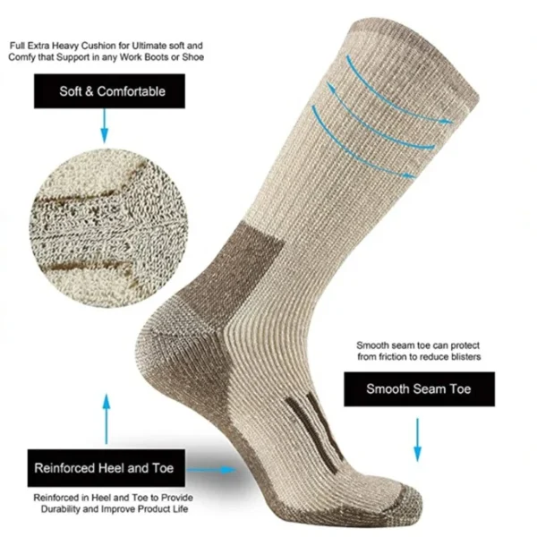 80% Wool Socks Warm Thicken Hiking Cushion Crew Socks For Men Women Wool Breathable Sports Socks Moisture Wicking Euro Size - Image 5