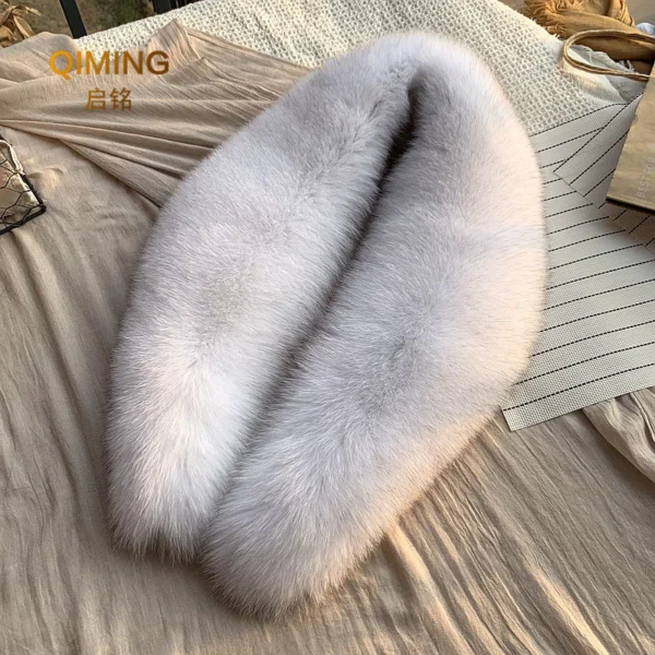 Winter Real Fox Fur Collar Woman Black Natural Fur Scarf Shawl For Women Collars Wraps Neck Warmer Fur Scarves Luxery Scarf Men - Image 5