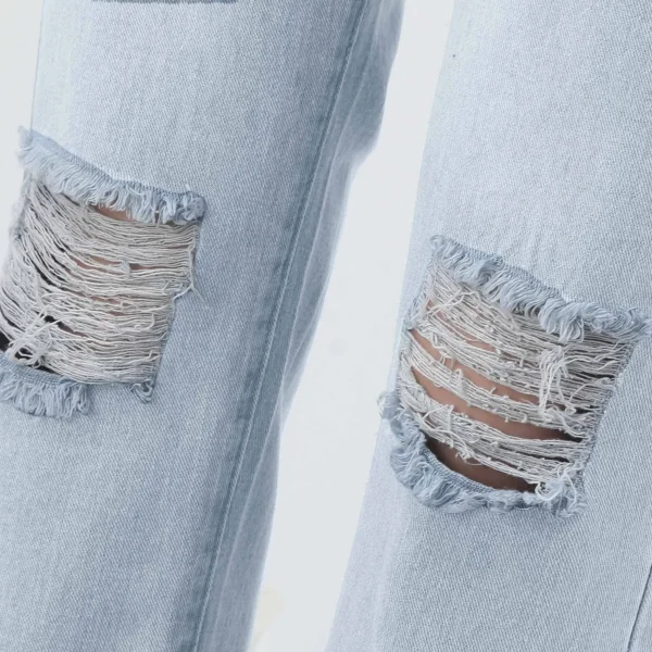 Women Fashion Straight Jeans Casual High Waisted Straight Trousers Ripped Slim Pants For Women Commuter 2024 Fashion Trend - Image 3