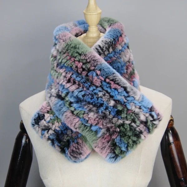 Hot Sale Women Real Fur Scarf Circle Long Real Fur Scarves Winter Warm Street Fashion Rex Rabbit Fur Muffler Factory Direct Sale - Image 5