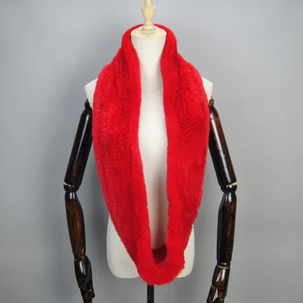 Hot Sale Women Real Fur Scarf Circle Long Real Fur Scarves Winter Warm Street Fashion Rex Rabbit Fur Muffler Factory Direct Sale - Image 3