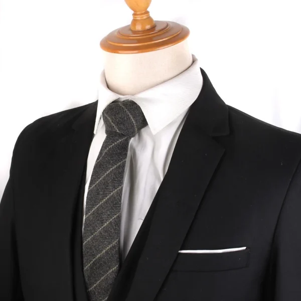 New Striped Wool Ties For Men Women High Quality Narrow Woolen Neck Tie 6 cm Men's Necktie For Wedding Slim Groom Neckties - Image 2