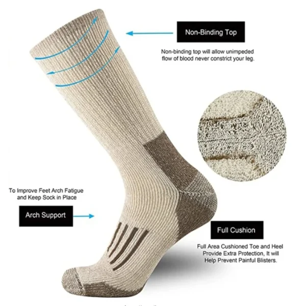 80% Wool Socks Warm Thicken Hiking Cushion Crew Socks For Men Women Wool Breathable Sports Socks Moisture Wicking Euro Size - Image 3