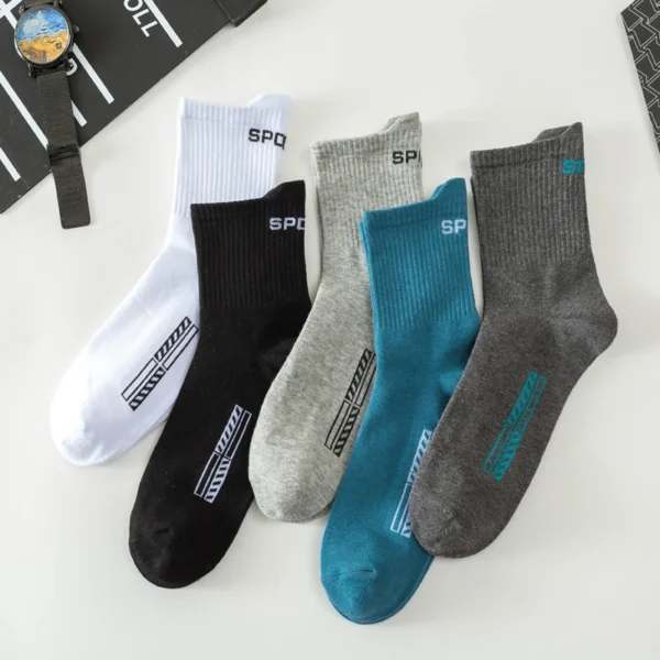 10Pairs Men Socks Organic Cotton Breathable Sports Socks Black Casual Athletic New Spring Summer for Male Plus Size EUR38-45 - Image 2