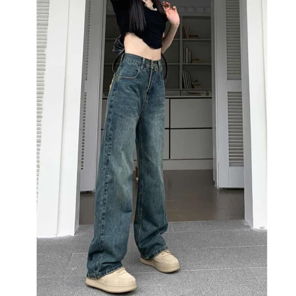 Wide Leg Jeans For Women High Waisted Contrasting Straight Leg Pant Autumn lady Loose Pants Streetwear - Image 6