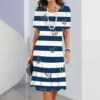 2024 New Women's Dresses Anchor Print Vacation Midi Dresses Female Elegant Dresses Summer Short Sleeve Dress Fashion Oversized - Image 4