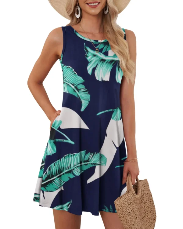 Summer Women's Sleeveless Plus Size 5XL Women's Long Skirt Boho Round Geometric Print Fashionable and Comfortable Tank Top Dress - Image 2