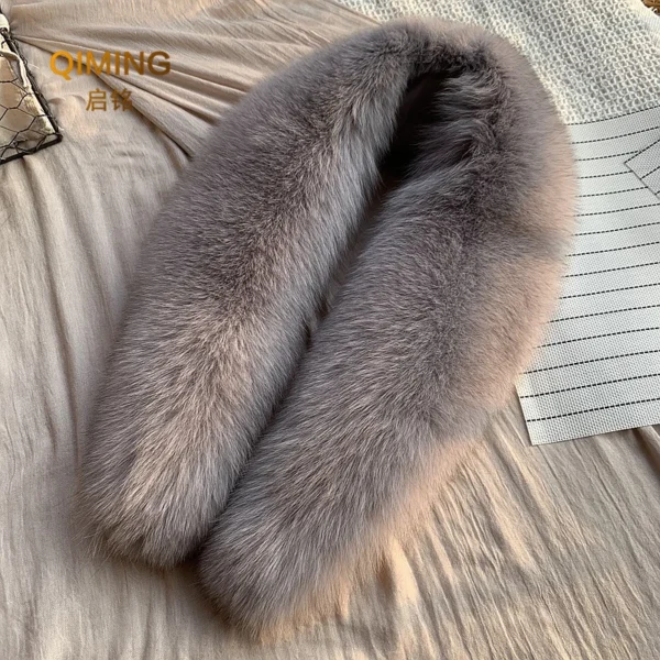 Winter Real Fox Fur Collar Woman Black Natural Fur Scarf Shawl For Women Collars Wraps Neck Warmer Fur Scarves Luxery Scarf Men - Image 4