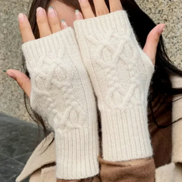 Half Finger Gloves for Women Winter Soft Warm Wool Knitting Arm Gloves Soft Warm Half Finger Handschoenen Unisex Mitten Guantes - Image 3