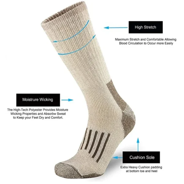 80% Wool Socks Warm Thicken Hiking Cushion Crew Socks For Men Women Wool Breathable Sports Socks Moisture Wicking Euro Size - Image 4