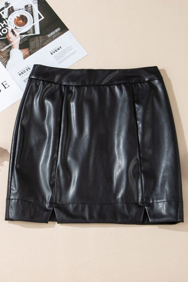 Solid Color High Waist Slim Fit Women's Slit Skirt - Image 5