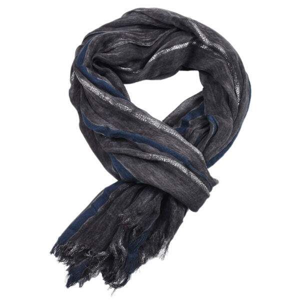 Men's Retro Gentleman Gold Thread Striped Scarf - Image 4