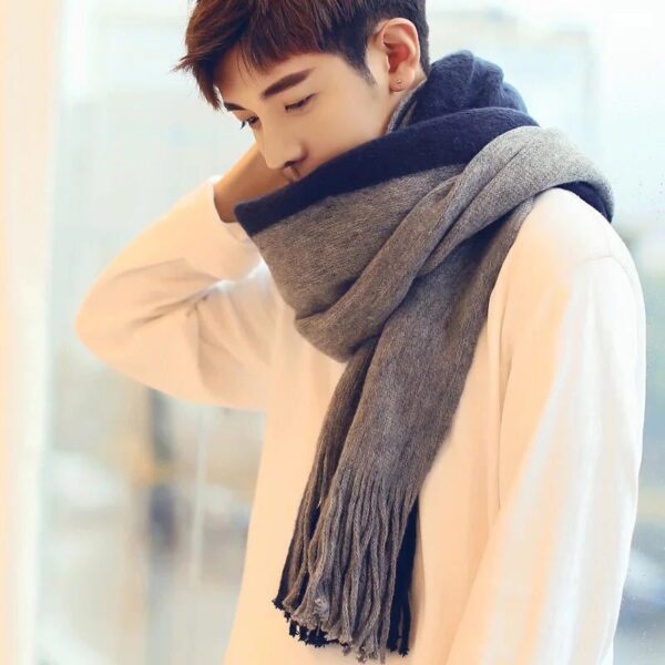 Men's And Women's Korean-style Cashmere Color Matching Scarf Solid Color Shawl - Image 5