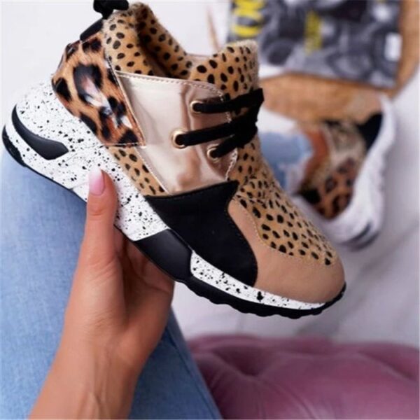 Leopard color matching lace up casual sports shoes - Image 2