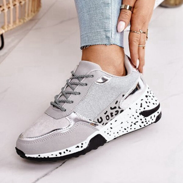Leopard color matching lace up casual sports shoes - Image 8
