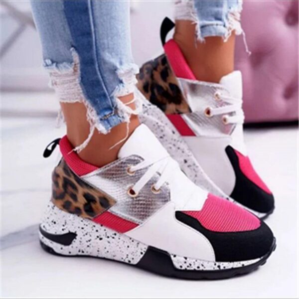 Leopard color matching lace up casual sports shoes - Image 7