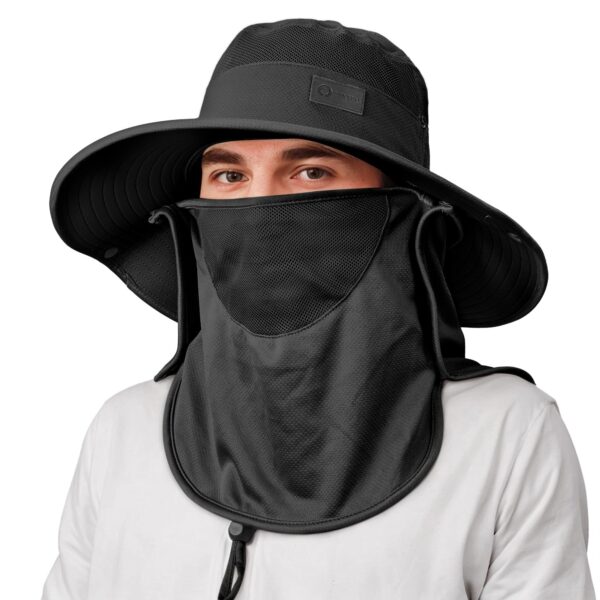 Sukeen Fishing Hat For Men Women, Wide Brim Outdoor Sun Protection With Detachable Neck Flap And Face Mask - Image 8