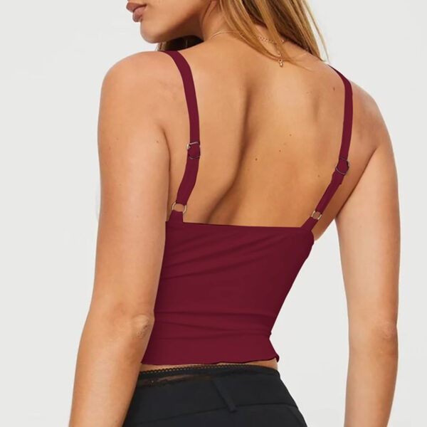 Women's Bow Camisole Backless Tank Waist Trimming Wave Edge Bandeau Sling Top - Image 8