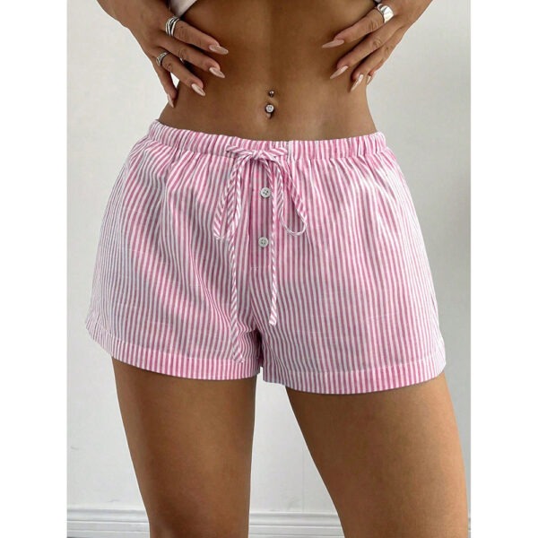 Fashionable Basic Striped Elastic Casual Shorts Home Loose Slimming - Image 3