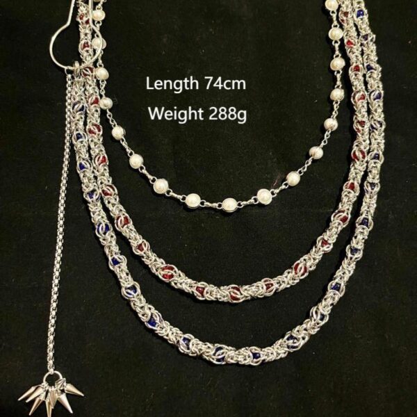 Three-layer Luxury Clip Beads Denim Pants Chain Heavy Industry Punk - Image 2