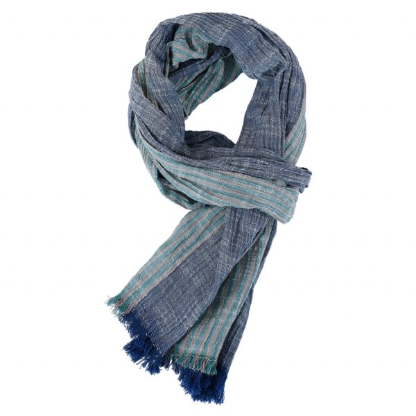 Men's Spring And Summer Thin Striped Scarf Navy Blue Color Matching Thin - Image 7