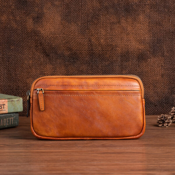 Vertical Model In Square Shape First Layer Cowhide Casual Clutch Men - Image 5