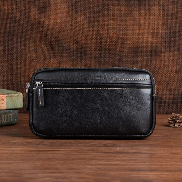 Vertical Model In Square Shape First Layer Cowhide Casual Clutch Men - Image 6
