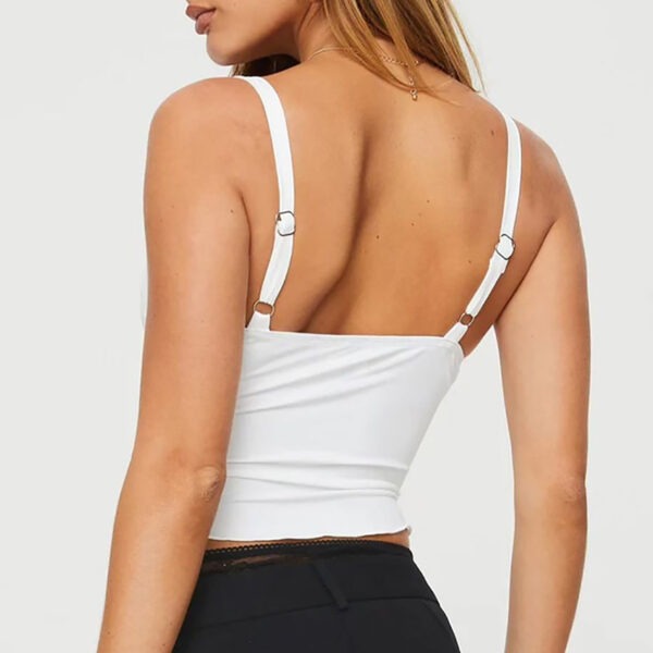 Women's Bow Camisole Backless Tank Waist Trimming Wave Edge Bandeau Sling Top - Image 6