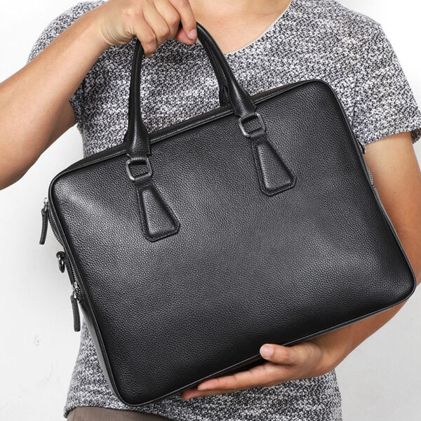 Handbag Men's Leather Briefcase Cowhide Horizontal Large Capacity - Image 5