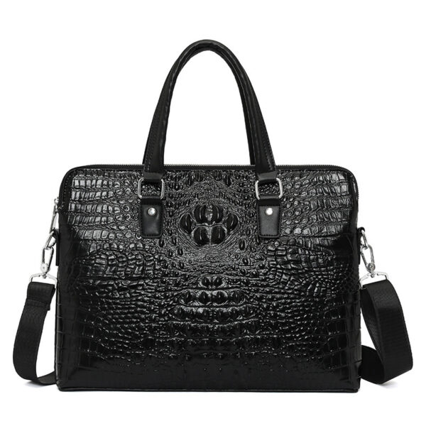 Men's New Crocodile Pattern Business Computer Bag Shoulder Briefcase - Image 2