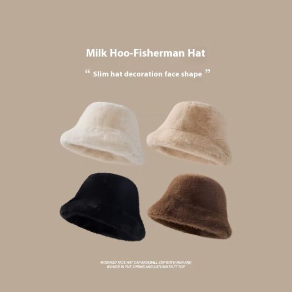 Plush Bonnet Children's Fleece-lined Bucket Bucket Hat - Image 5