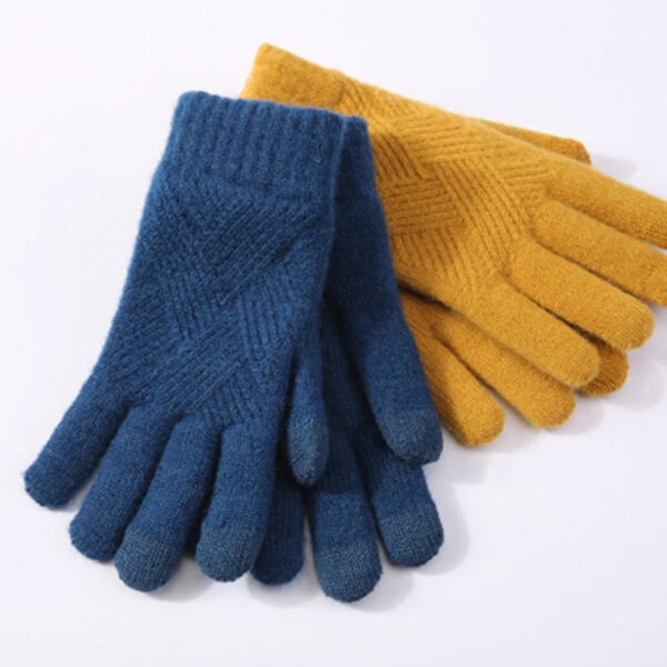 Autumn And Winter Double Layer Fleece-lined Thickened Knitting Gloves - Image 5