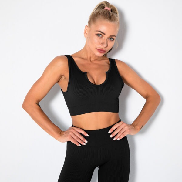 2 Pack Seamless Sports Bras For Women Ribbed Sports Bra Workout Tops Cropped Tank Top Sports Bra Yoga - Image 9