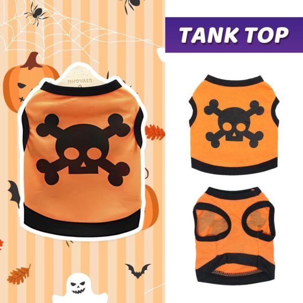 Dog Vest Skull Bones Halloween Cosplay Dog Tank Top Colour Blocking Stretch Cats Costumes - Image 7