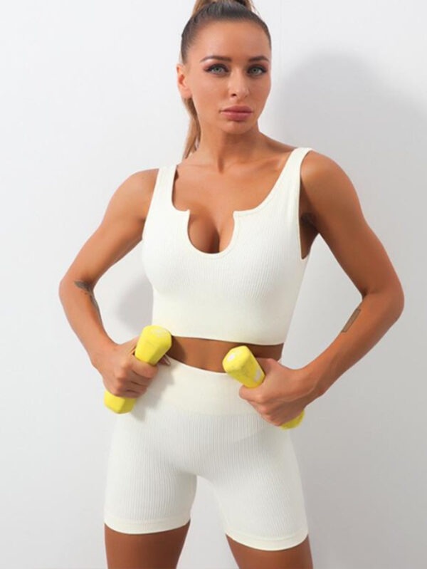 2 Pack Seamless Sports Bras For Women Ribbed Sports Bra Workout Tops Cropped Tank Top Sports Bra Yoga - Image 10