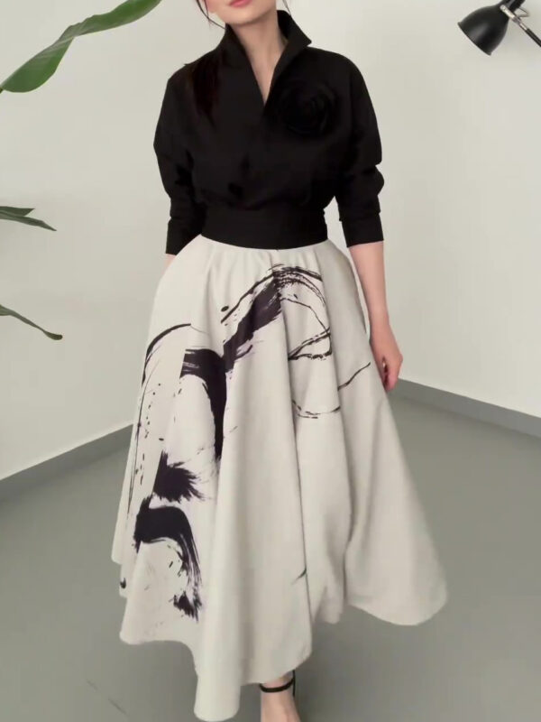 Vintage Three-layer Tulle Print Skirt - Image 3
