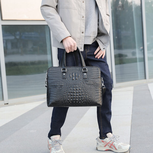 Men's New Crocodile Pattern Business Computer Bag Shoulder Briefcase - Image 5