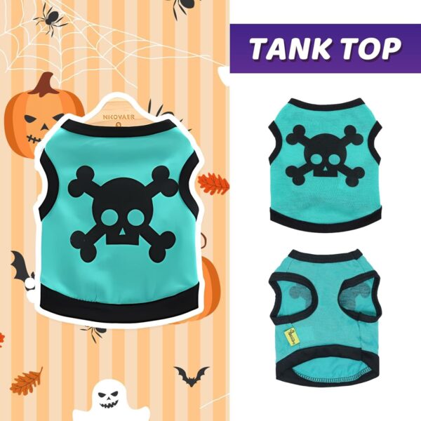 Dog Vest Skull Bones Halloween Cosplay Dog Tank Top Colour Blocking Stretch Cats Costumes - Image 5